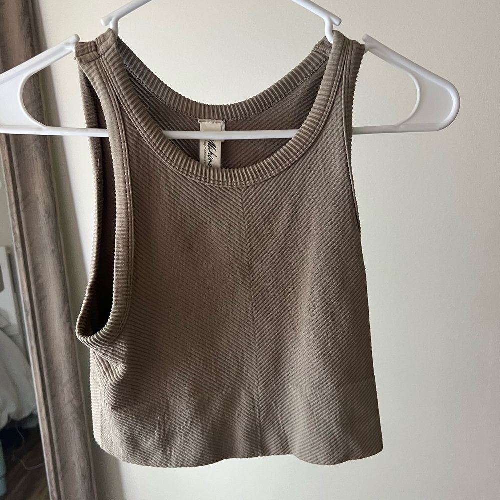 brown tank top